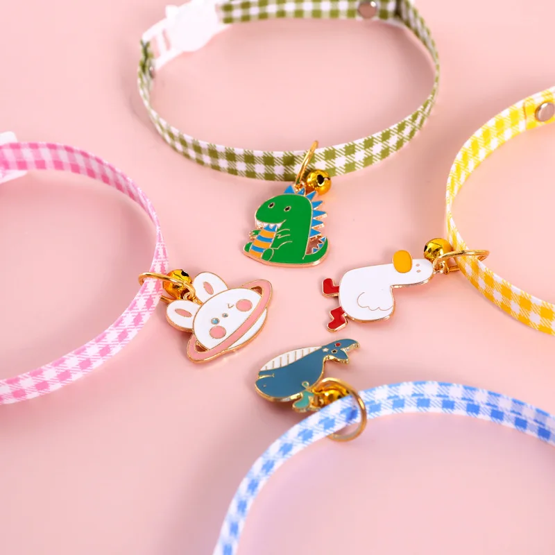 

Ajustable Pet Collar Candy Color Cute Rabibit Dinosaur Whale Cat Dog Pendant Safety Collar Four Seasons General Pets Supplies