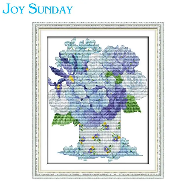 Cross Stitch -H753 Новое поступление Joy Sunday DMC Наборы для вышивания крестиком цветок гортензии 7 11 14CT Набор для вышивания цветочный узор DIY ручной работы домашний декор - Цвет: Cross Stitch -H753