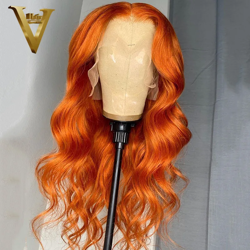 Парик из бразильских волос Orange Ginger на сетке спереди волнистый парик