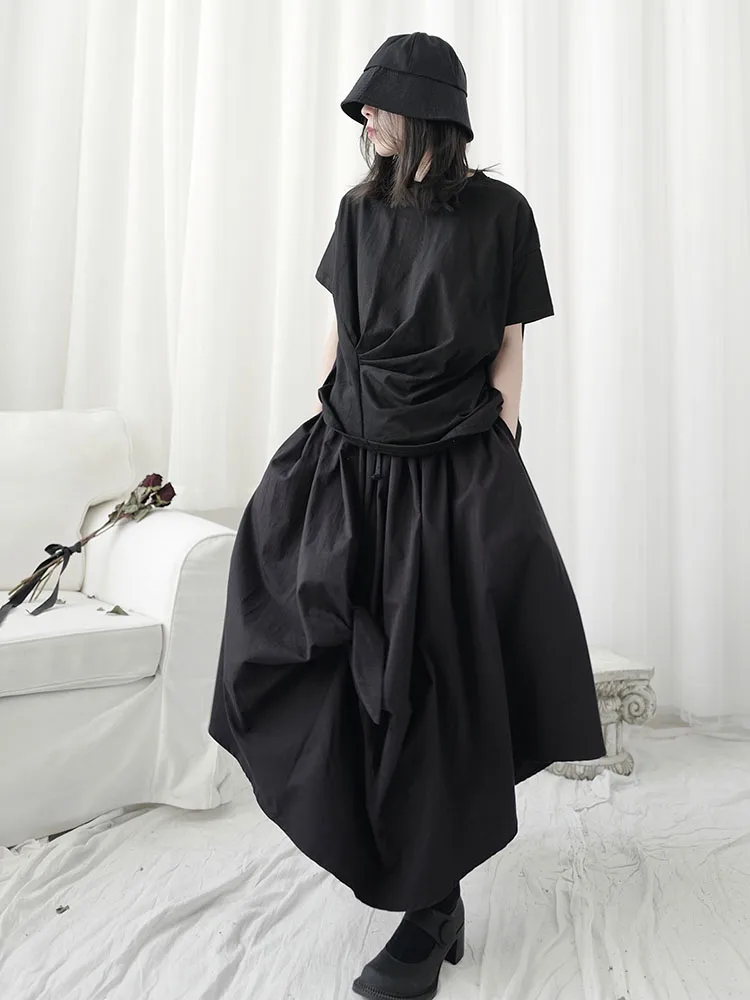 The design feels small minority Japanese original design Yamamoto dark bow irregular mid-length skirt woman