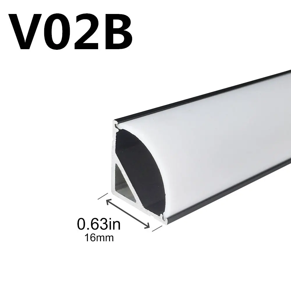20 шт/2 м(6.6ft) черный V-shape 12 мм светодиодный профиль для светодиодного линейного светильник алюминиевый профиль с крышкой Угловой монтажный алюминий - Испускаемый цвет: milky cover