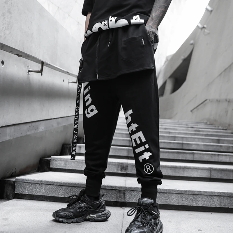 Мужские спортивные брюки-шаровары, повседневные эластичные брюки до щиколотки с принтом в стиле хип-хоп, уличная мода, 2020