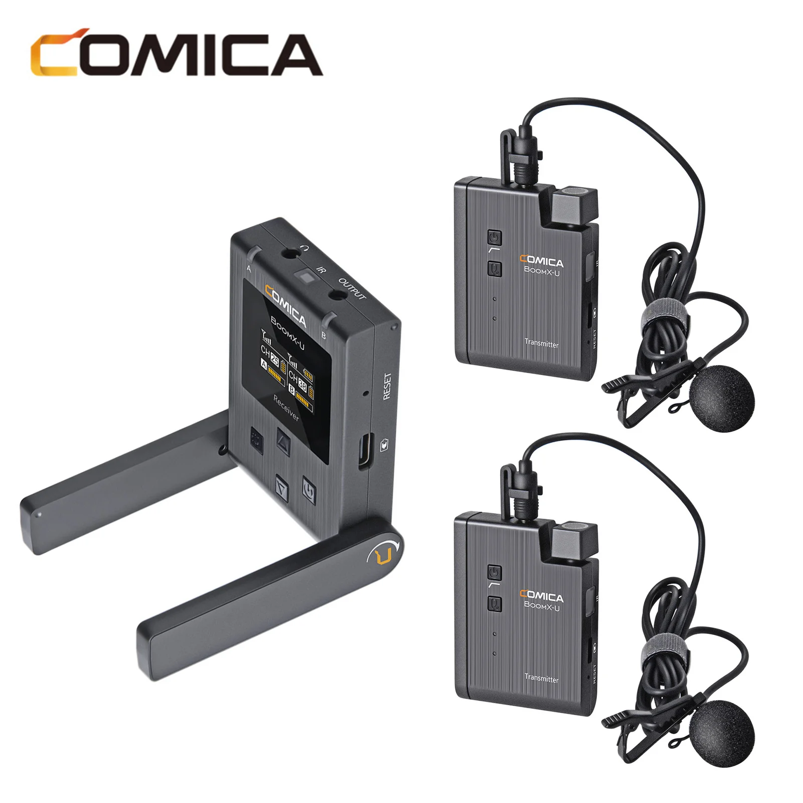 

Беспроводной петличный микрофон COMICA UHF, мини-система с двойным приемником-передатчиком, 48 каналов, TFT-дисплей, передача 120 м