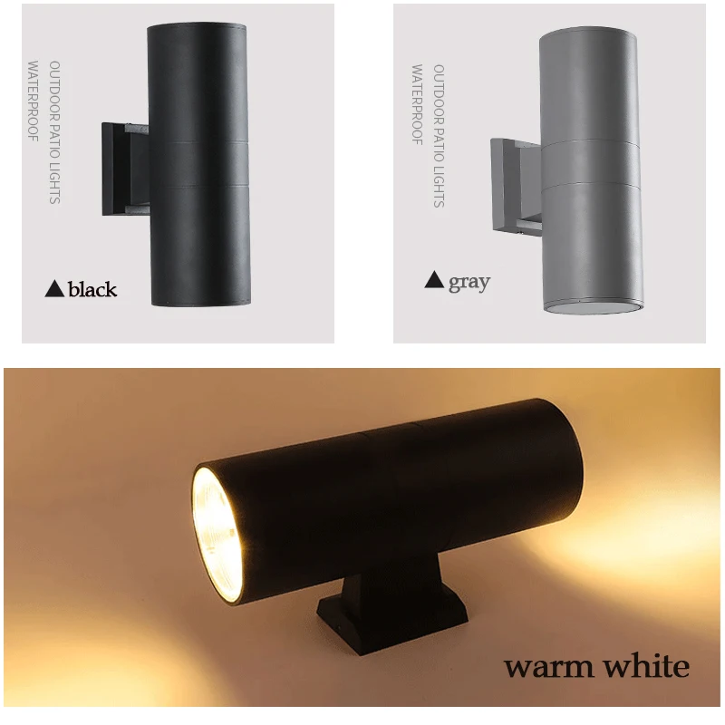 Уличная настенная лампа вверх и вниз черная серая 6 Вт/10 Вт двухстороннее