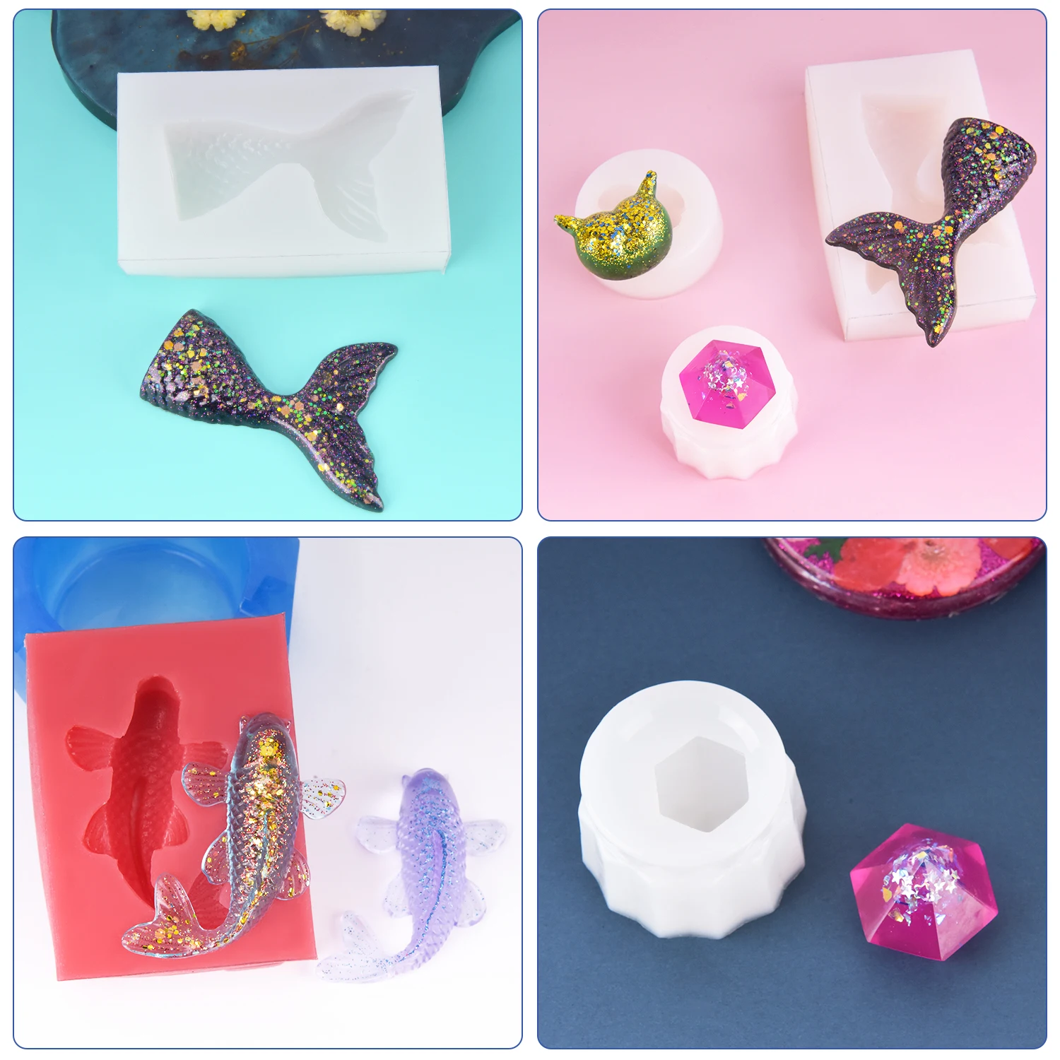 Molde de silicona para hacer joyas, herramienta de Resina de silicona, pegamento AB 1:1, f&aacute;cil de usar, DIY, 500/1000g-5