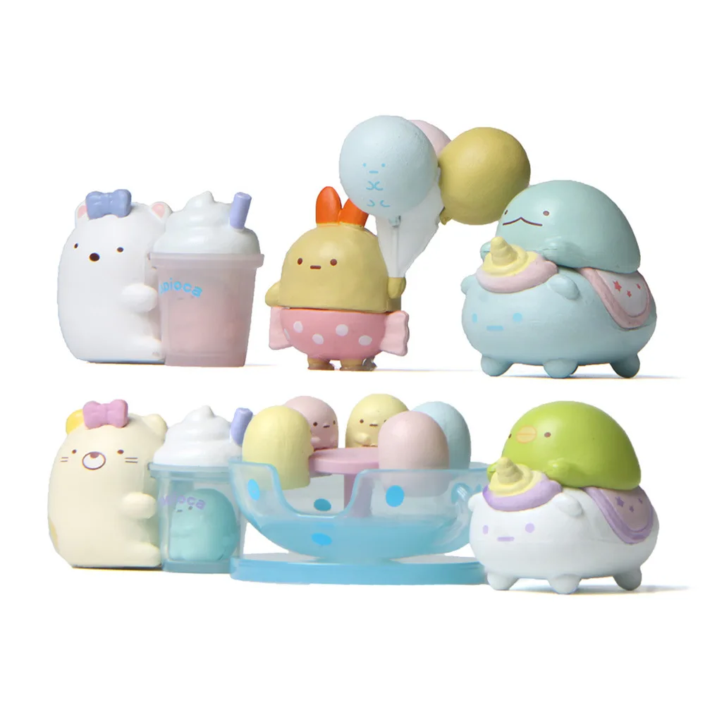 6 шт./партия милый аниме Sumikko Gurashi ПВХ фигурка модель десерт серии Пингвин медведь