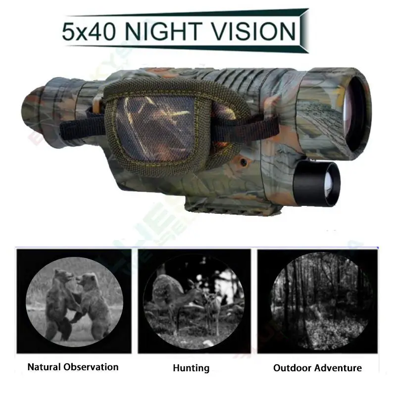 BOBLOV 5X40 цифровые инфракрасные очки ночного видения монокуляр Диапазон 200 м видео
