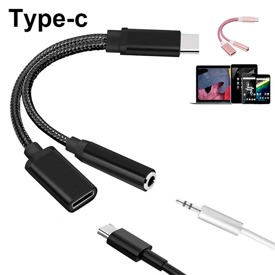 Аудиокабель 2 в 1 с разъемом Usb-C на 3 5 мм разъем для наушников адаптер Usb Type-C Aux Huawei P30