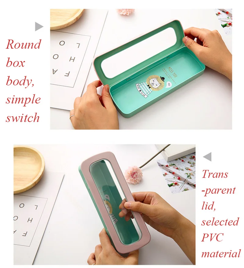 Металлический Мини пенал школьный простой мультяшный чистый цвет кавайный для