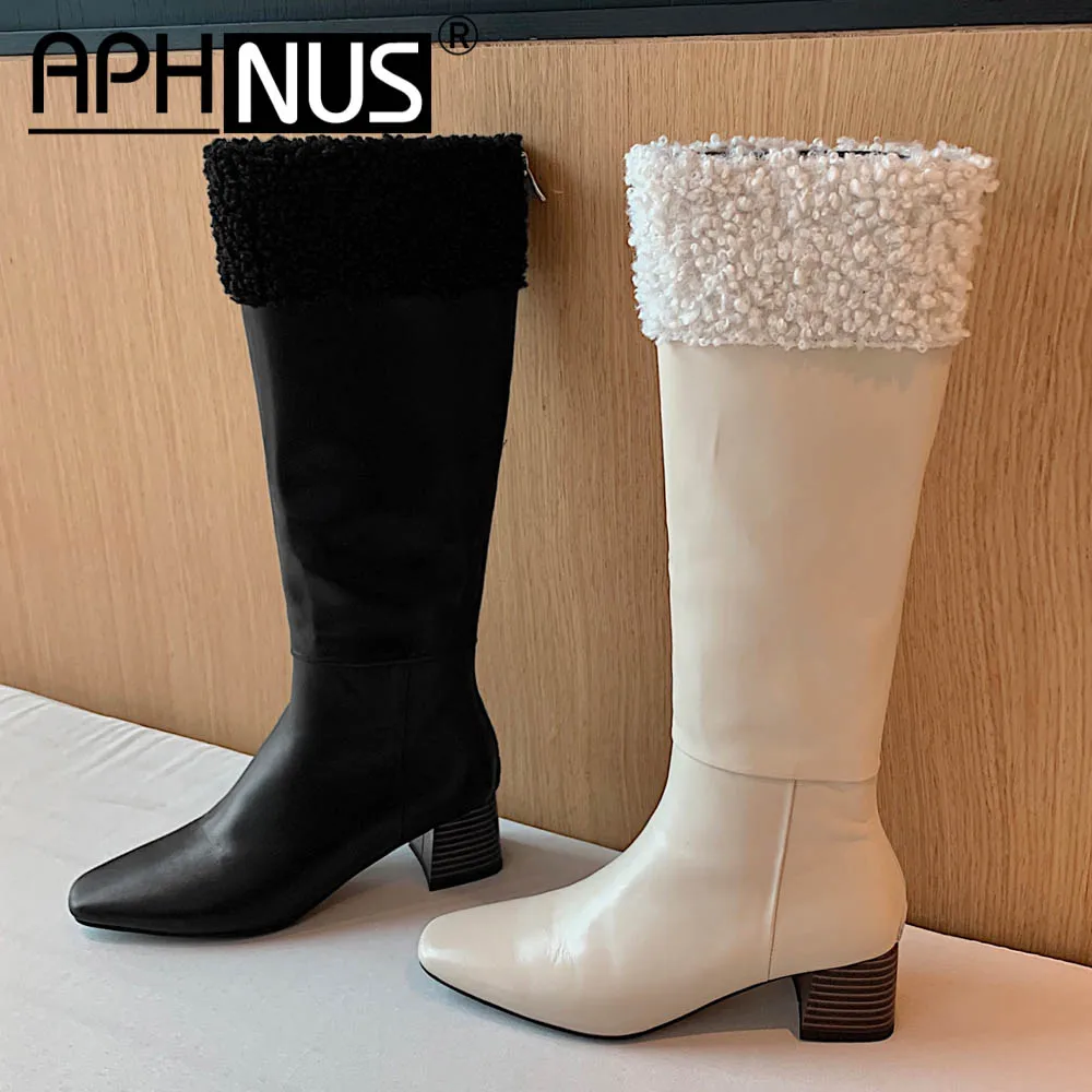 

APHNUS Womens Boots Tall Over The Knee Thigh High Mid High Heels Pumps Boots Woman 2020 Shoes For Women New Boot