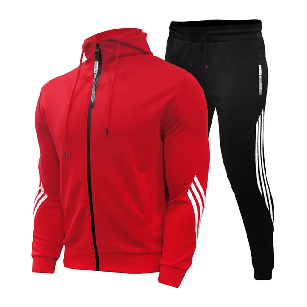 

Pure Color Suit Multicolor Plus Velvet 2021 Velvet New Men Suit Zipper Sports Hooded Jogging Quick-Drying Men Suit Asian Size