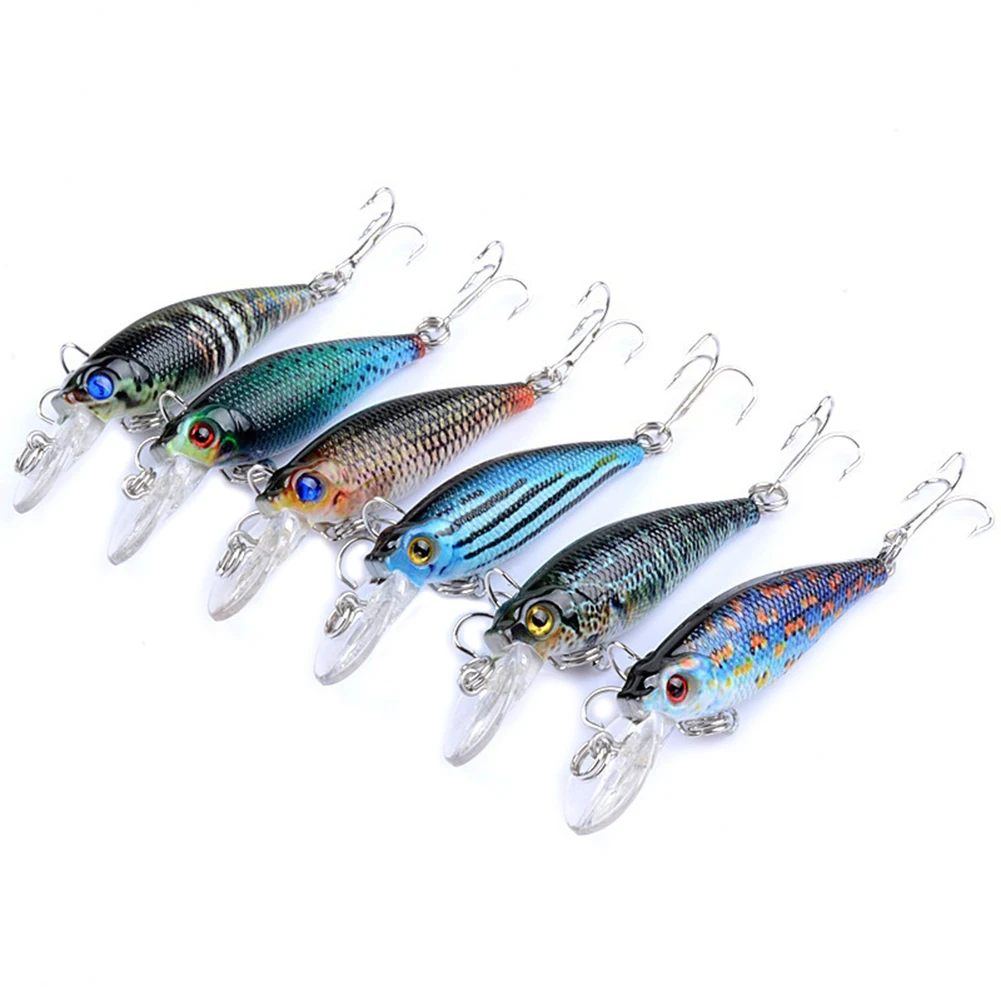 6.5cm Colorful 3D Eye Bionic Fish Fishing Plastic Hard Lures Floating Popper Minnow Crankbait Wobblers With 2 Hooks Bait Tool | Спорт и