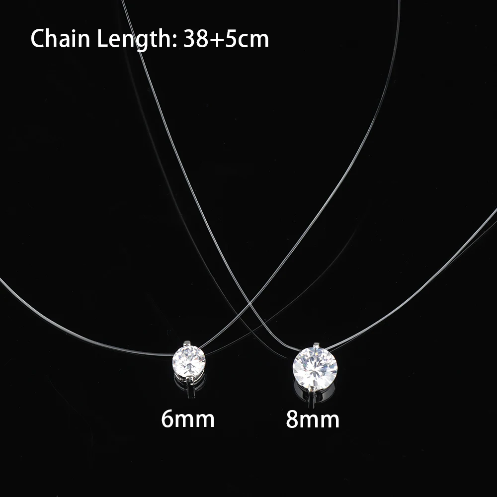 Прозрачная невидимая цепочка ожерелье с блестящими кристаллами модное простое