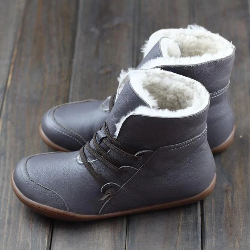 

Women PU Leather Warm Ankle Boots Women Winter Boots Cross Strappy Vintage Women Punk Boots Flat Ladies Shoes Woman Botas Mujer