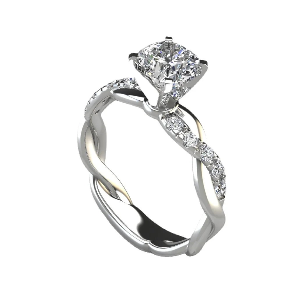 

New two-tone princess-cut square shape stone ladies engagement/wedding ring