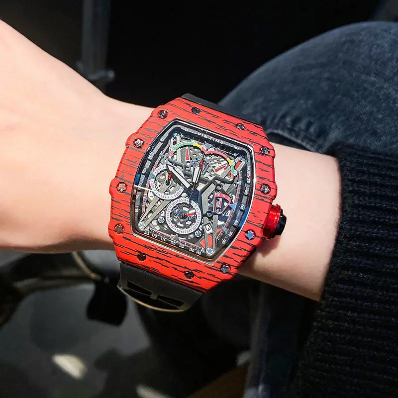 

Men's Watch Luxury Fashion Casual Wine Barrel Shaped Quartz Automatic Date Calendar Sports Clock Relogio Masculino 2021 NEW