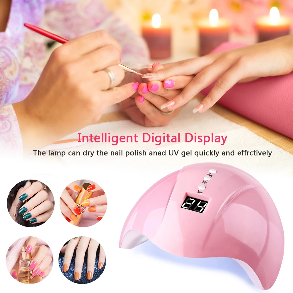 24 Вт умный УФ светодиодный светильник машина маникюрного геля для ногтей сушилка