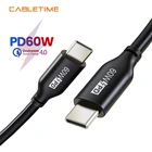 Кабель USB PD CABLETIME, 60 Вт, Type C на USB C, быстрая зарядка 4,0, для ПК, ноутбука, Huawei Mate 30, Macbook Pro, Air, PD кабель N396
