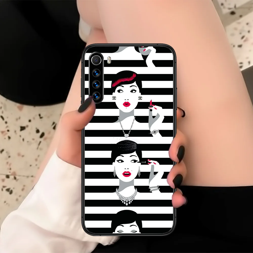 

vogue Phone Case For XIAOMI Redmi Note 3 4 5 6 7 8 9 Pro T S X Max Black black Funda Painting Cover Pretty Waterproof Silicone