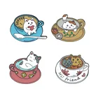 Мультяшные значки на булавке, милые кофейные броши-кошки для женщин, креативная эмалированная булавка в виде кофейной чашки, котенка, ювелирные изделия, аксессуары в подарок
