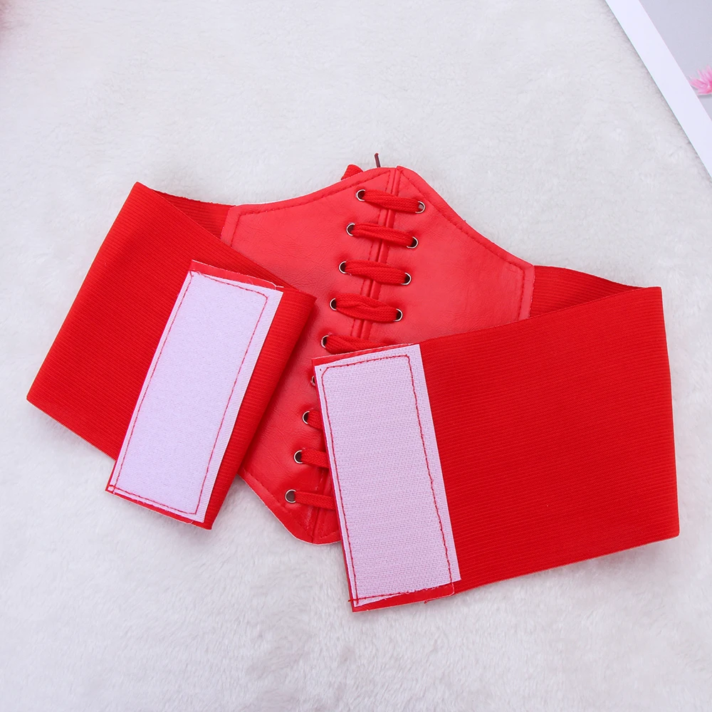 New Women Charm PU Leather Wide Corset Waistband Lace Up Band Elastic Stretch Cinch Waist Belt Hot Sale | Аксессуары для одежды