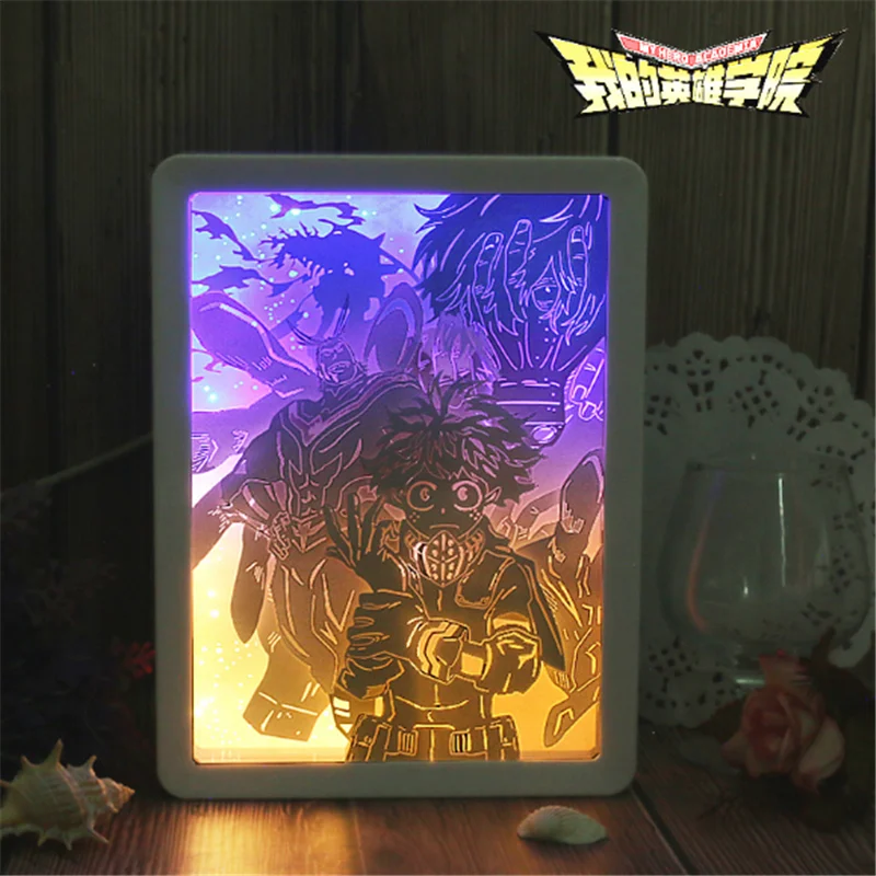 Аниме Мой герой Академия Midoriya Izuku бумажная лампа для резьбы USB светодиодный ночсветильник для детской спальни Декор Boku no Hero Академия Lihgt