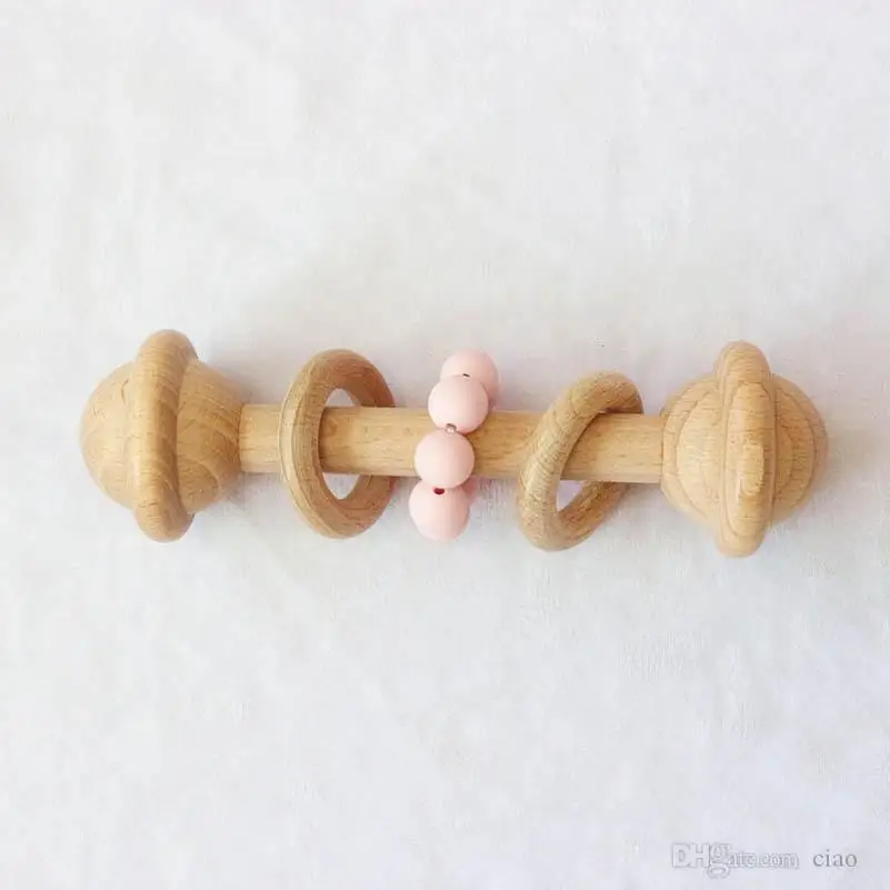 

Baby Teether Handmade Natural Wooden Teething Baby Chewable Toys Infant Gifts Soother Food Grade Infant Feeding