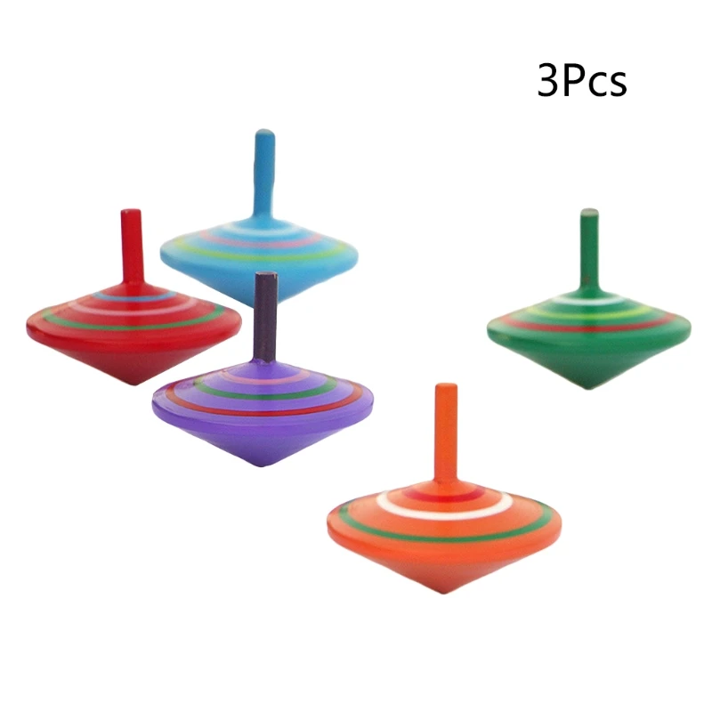 

3Pcs/Set Classic Handmade Painted Wooden Spinning Tops Educational Toys Kindergarten Toy Gift for Kids Decompression Toy