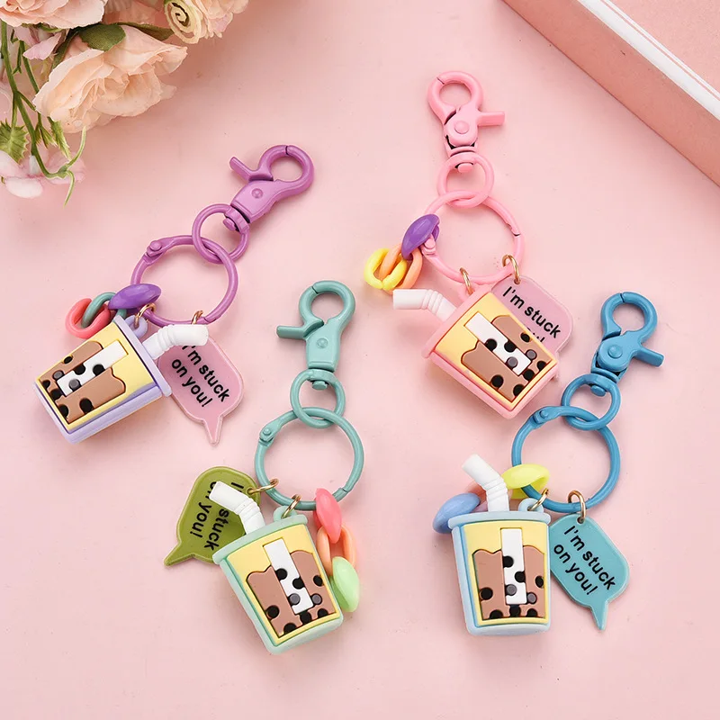 Гибкий Забавный брелок с клеем жемчужный молочный чай имитацией напитка