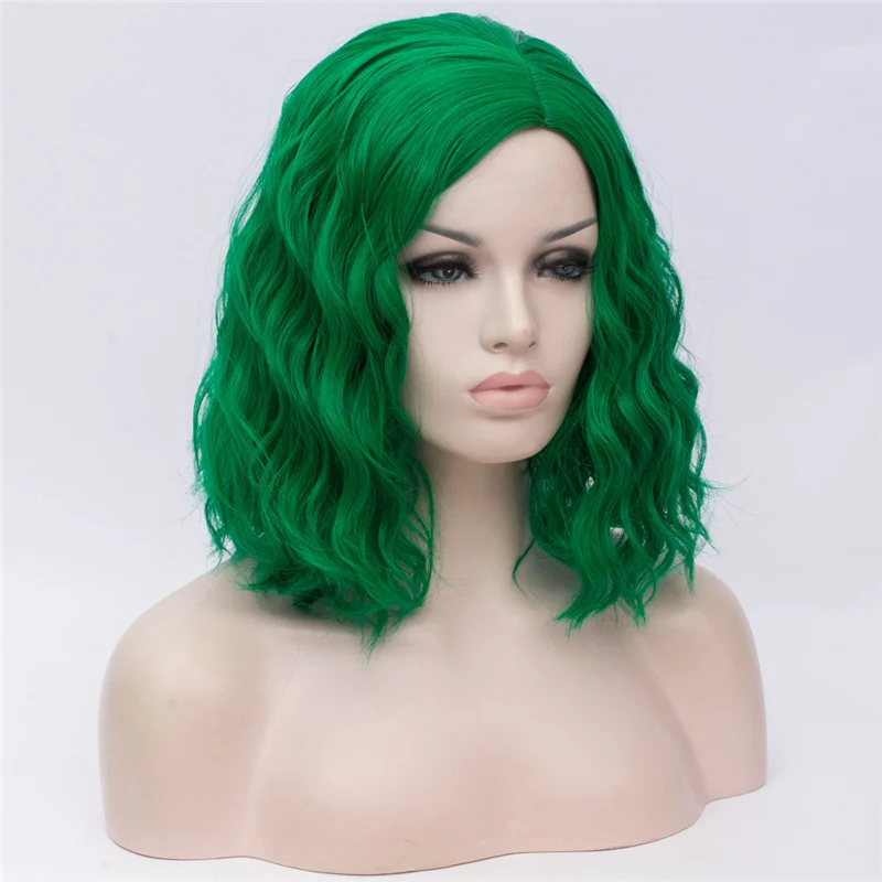 MSI Wigs женские розовые парики Короткие вьющиеся термостойкие 14 дюймов Синтетические волосы зеленый парик для черно-белых женщин косплей боб парики