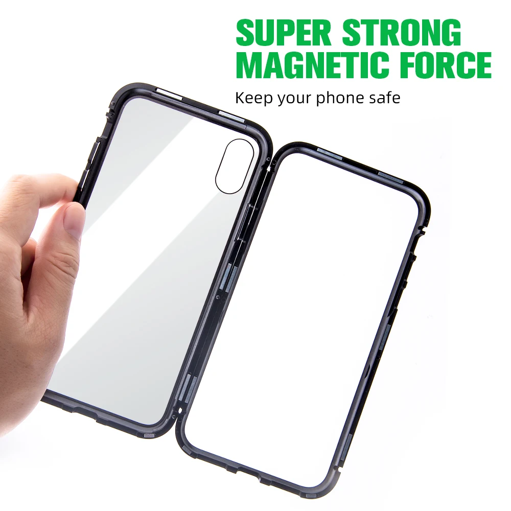 Металлический магнитный чехол ANMONE для iPhone 11 Pro Max XR Магнитный из закаленного