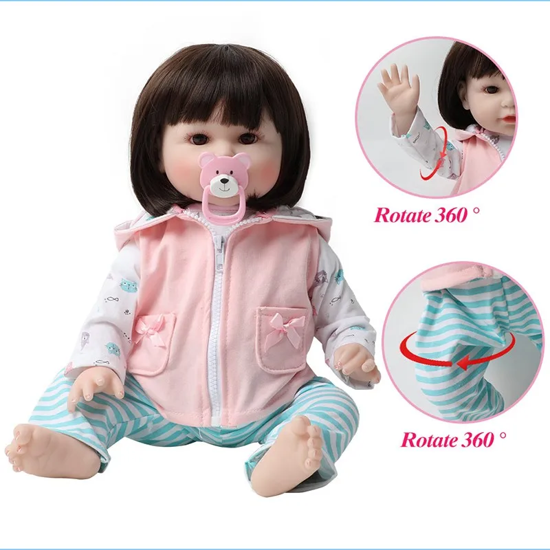 

22 Inch Bebe Reborn Dolls Education Toy 55Cm Soft Silicone Realistic Real Girl Long Hair Baby Doll Nipple Birthday Christma Gift