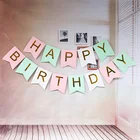 Пастельные макароны, большой баннер на день рождения, гирлянда для мальчиков и девочек, Радужный Единорог, украшение для детского дня рождения, праздничные флажки для будущей мамы