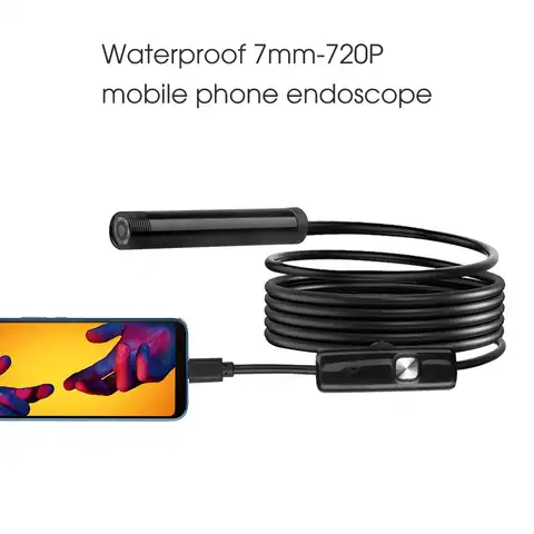 Kebidu 1 м 7 мм объектив USB кабель мини жесткая Инспекционная камера гибкая трубка Водонепроницаемый эндоскоп 720P HD Бороскоп с 6 светодиодами Нов...