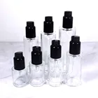 Пустая прозрачная стеклянная бутылка для лосьона, 30506080100 мл, контейнер для эфирных масел для ухода за кожей, с черным насосом