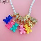 Новинка 2021, модный разноцветный полимерный милый медведь HangZhi, кулон со смайликом, блестящий циркон, жемчужное ожерелье для женщин, мужчин, ювелирные изделия для вечеринок