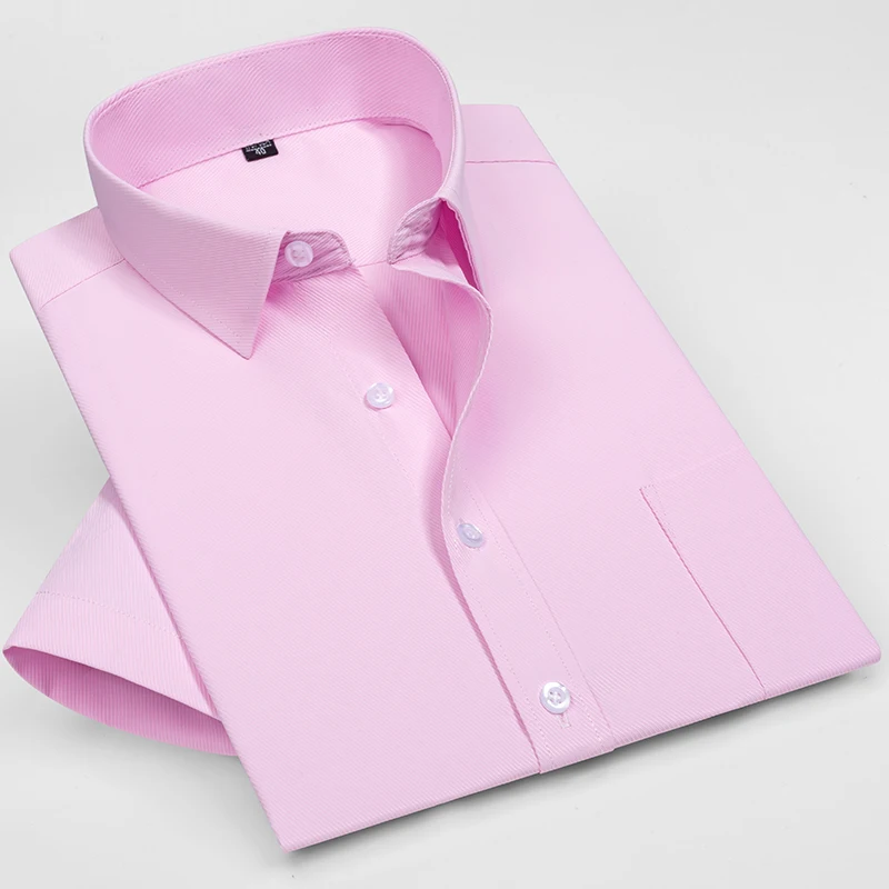 Мужская летняя рубашка в полоску с короткими рукавами не требует глажки и