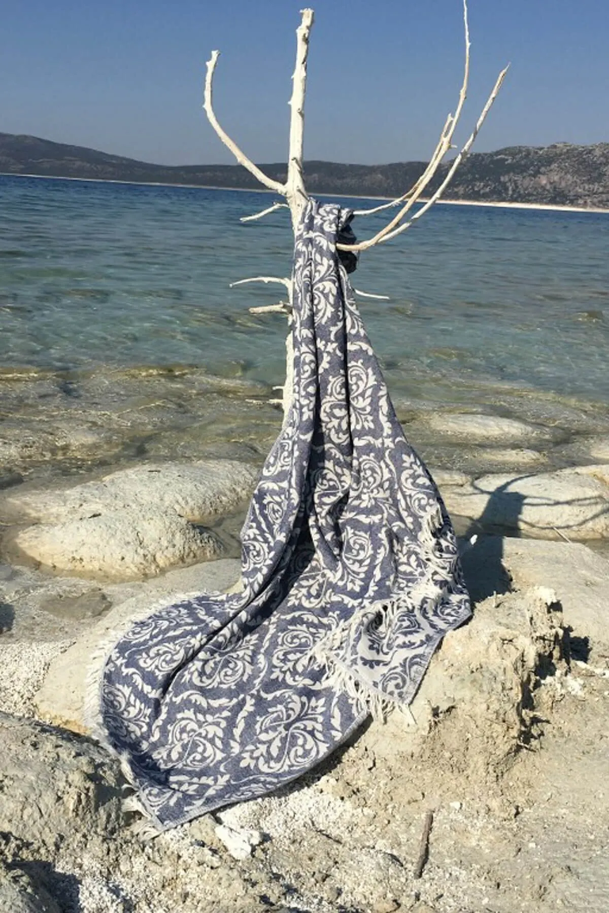 

Beach Towel Dark Blue Baroque Loincloth Soft Textured Water Absorbing Quick Dry