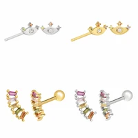 925 sterling silver colored zircon geometryevil eye earrings for women personalized fashion stud earrings jewelry gifts a45