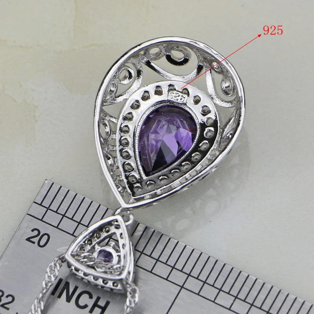 Натуральный фиолетовый кубический цирконий белый кристалл Стерлинговое Серебро