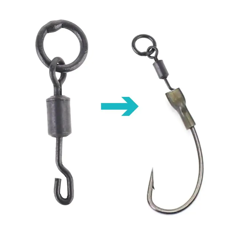 

20Pcs Rolling Swivel Hook with Hanging Snap Quick Change Micro Link Ring Tackle 27RD