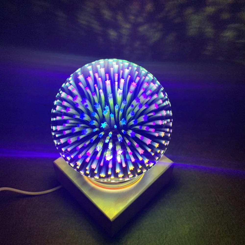 Светодиодный светильник для сна с цветным обесцвечиванием деревянная основа 3D