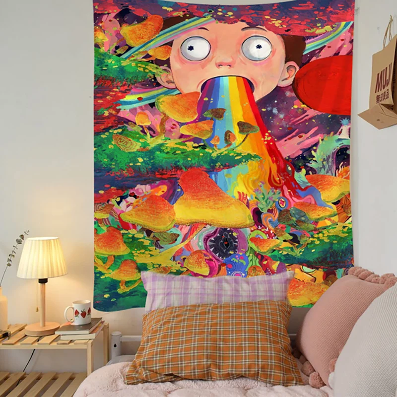 

Indian Mandala Tapestry Toxicin Mushroom Wall Mount Bohemian Gypsy Psychedelic Tapiz Witchcraft Tapestry Aesthetic Room Decor