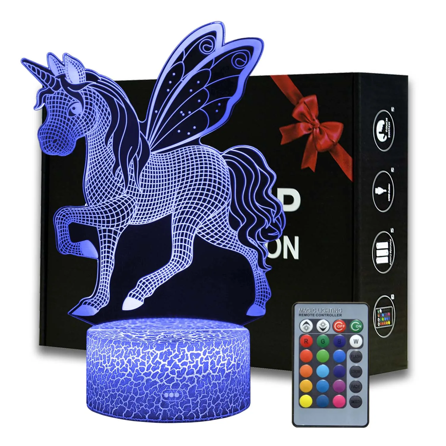 3D Иллюзия ночной Светильник единорог модель трогательно светодиодный лампы