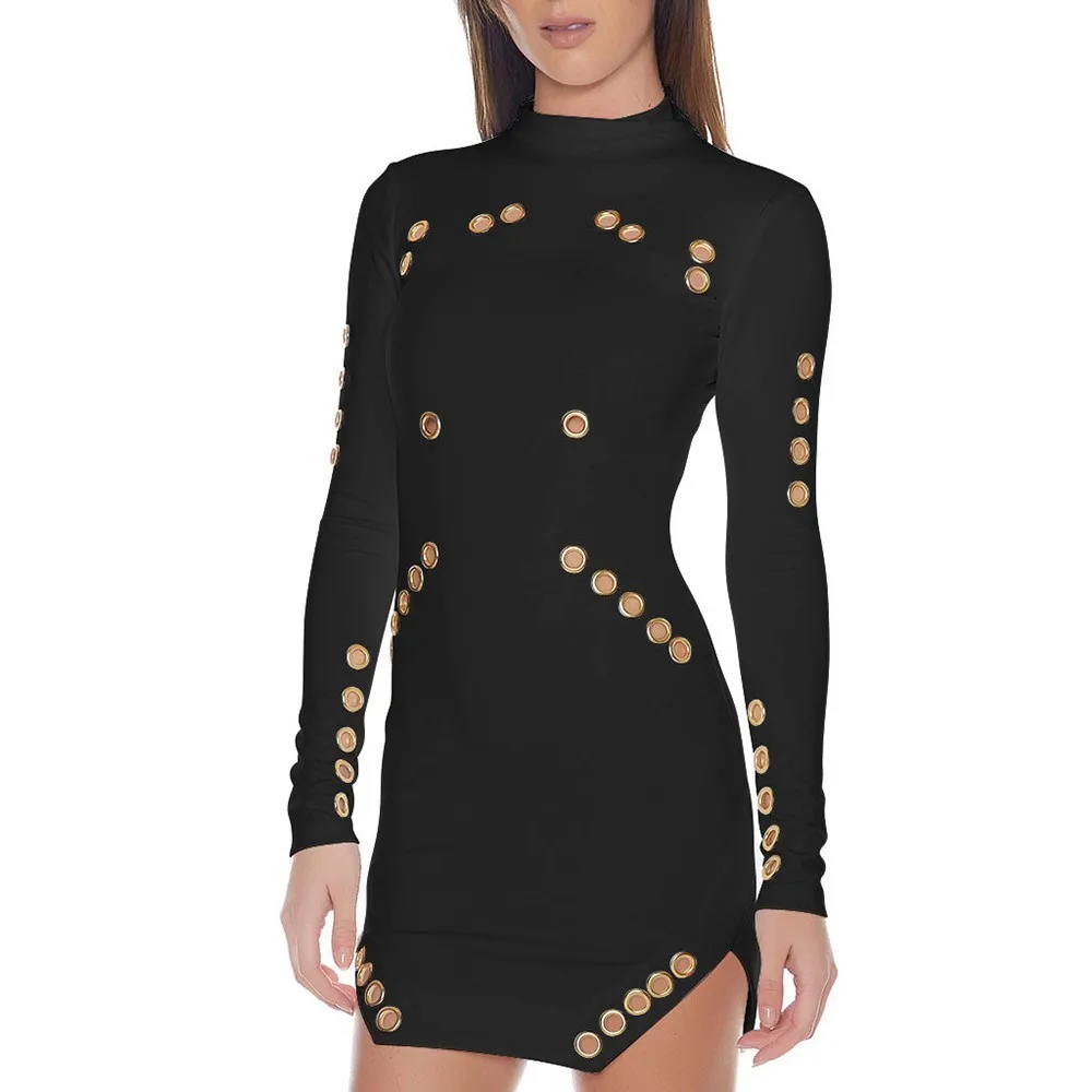 Повседневное Vestidos 2020 модная зимняя одежда Для женщин черный белый цвет заклепки