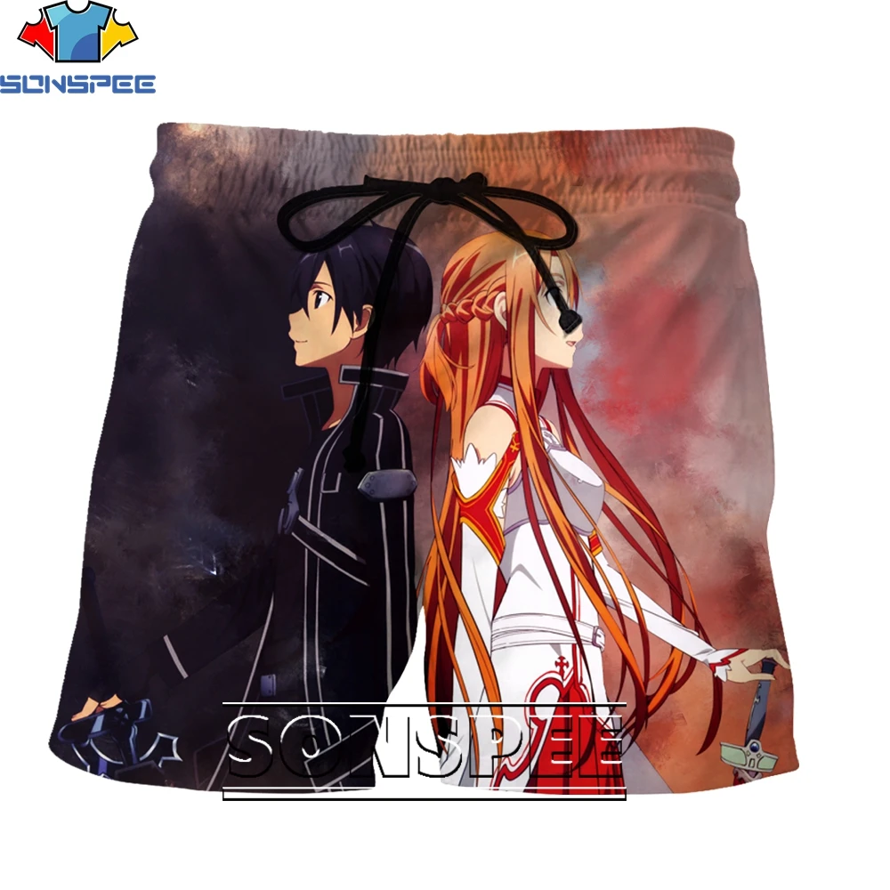 

SONSPEE 3D Printing Sword Art Online Anime Cartoon Summer Men's and Women's Sports and Leisure Beach Shorts Fashion Trend Style