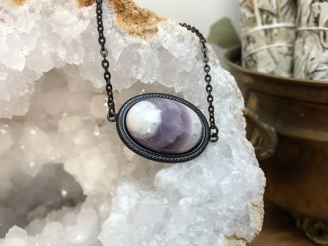 Ожерелье с натуральным аметистом и кристаллами-ожерелье бохо-Аметист