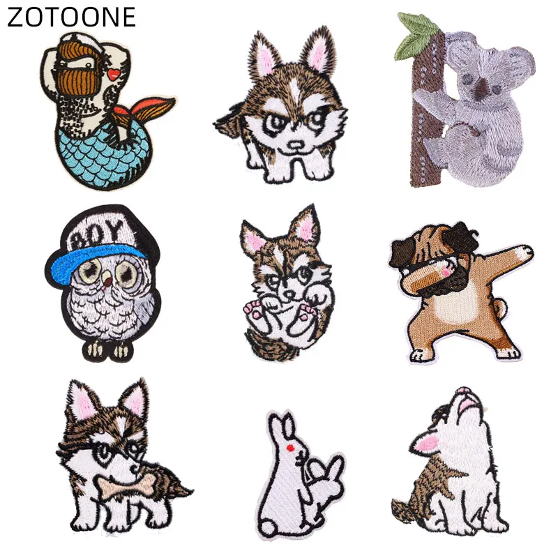 ZOTOONE Вышитые заплаты флага передачи тепла на горном хрустале значки с животными