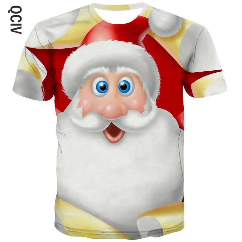 

Брендовая футболка QCIV с Санта-Клаусом, Рождественская футболка для мальчиков, футболки с рисунком, 3d футболки вечерние, повседневные футбол...