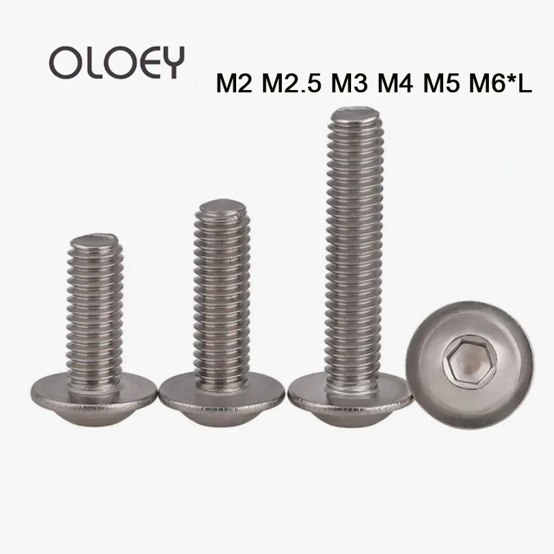 

10 ~ 50 шт. M2 M2.5 M3 M4 M5 M6 * L [3 мм-40 мм] 304 винт с круглой головкой и шестигранным отверстием из нержавеющей стали с подушкой
